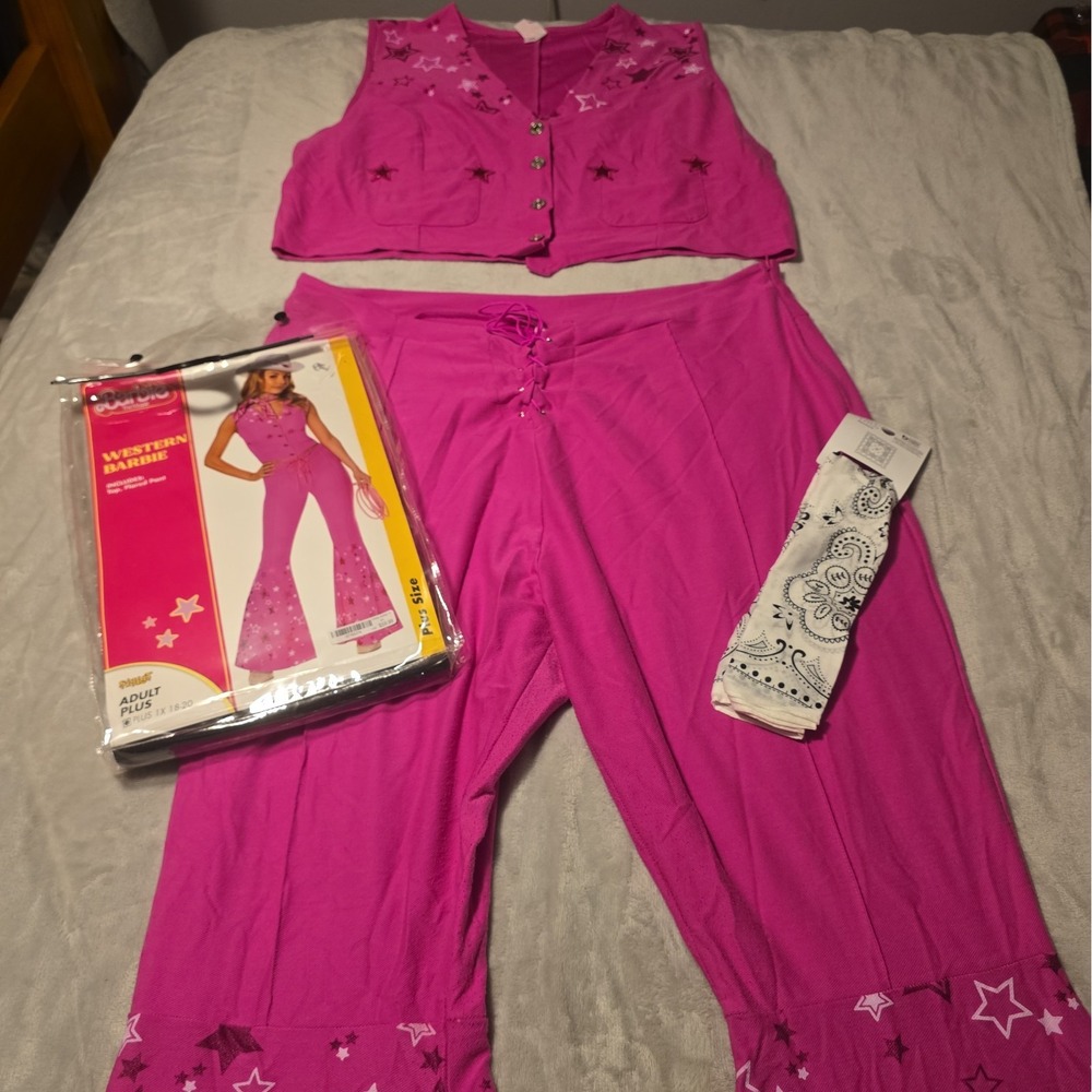 Western Barbie Movie Cowgirl Halloween Costume Cosplay Party 3pc Sz 1x Woman's